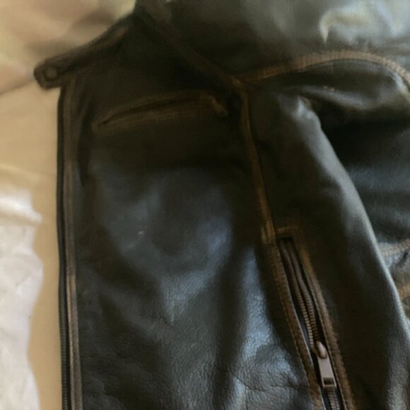 Andrew Marc, mens, medium, brown leather motorcycle jacket - Picture 7 of 16